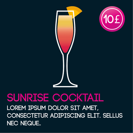 Sunrise cocktail card template with price and flat backgroundのイラスト素材