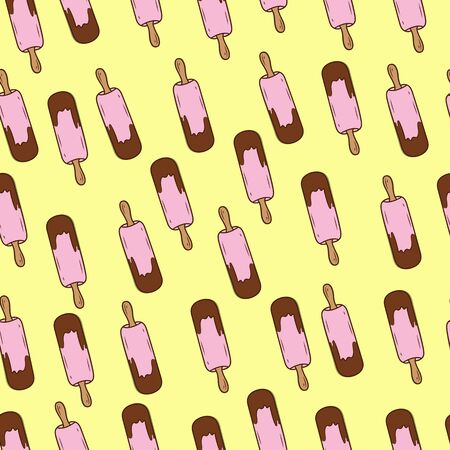 Hand drawn ice cream seamless pattern. Lots of elements. Perfect funny vector background.のイラスト素材
