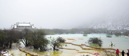 A temple in fogの写真素材