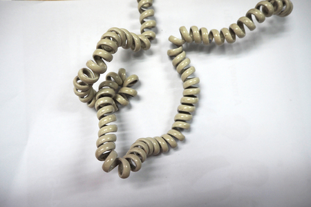 Phone cable on white backgroundの写真素材