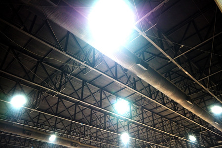 Roof in the big hall with sport lightのeditorial素材