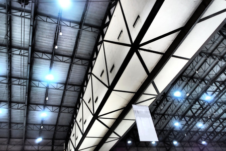 Roof in the big hall with sport lightのeditorial素材