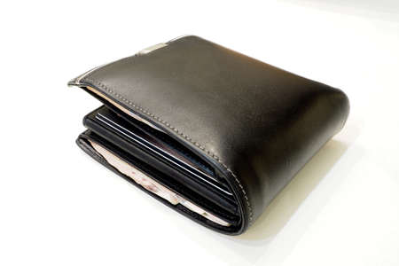 Hand made of leather wallet black colour
