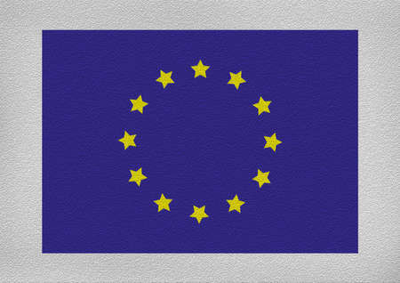 European Union international flag on leather textureの写真素材