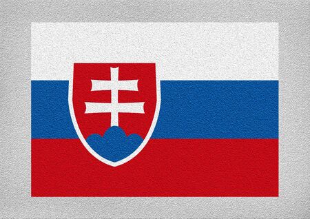 Slovakia international flag on leather textureの写真素材