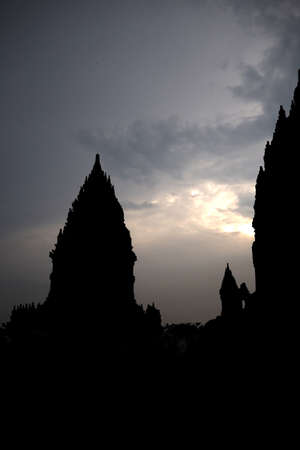 dark shadow temple in the eveningの写真素材