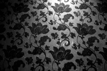 Flower wall paper in black colorの写真素材