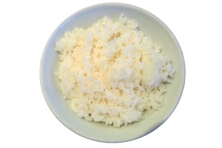 stream rice in the bowl is main dish for asian