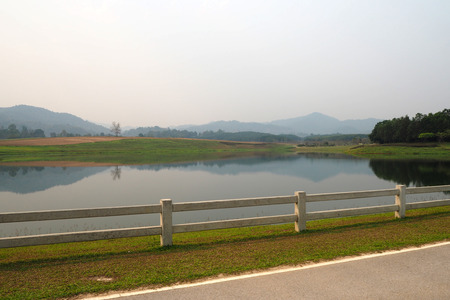 The panorama mountain and river look nice and beautyfulの写真素材