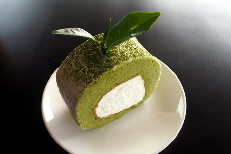 green tea cake good smell and very yummyの写真素材
