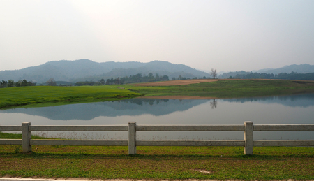 The panorama mountain and river look nice and beautyfulの写真素材
