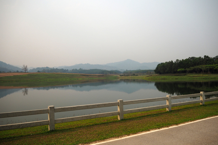 The panorama mountain and river look nice and beautyfulの写真素材