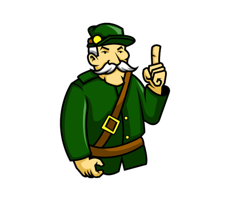 white mustaches old officerのイラスト素材