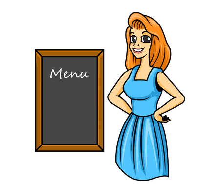 Woman with a Menu boardのイラスト素材