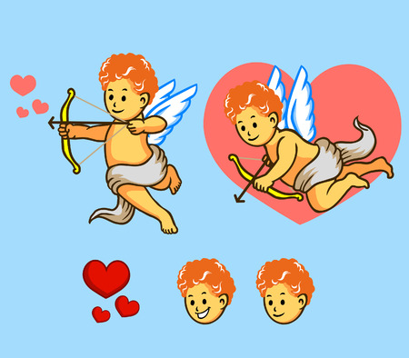 Vector illustration of flying Cupid.のイラスト素材