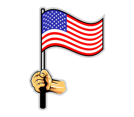 Vector illustration of hand holding US flagのイラスト素材