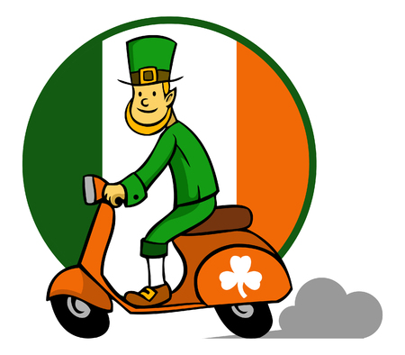 Leprechaun And Scooterのイラスト素材