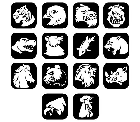 Animal head flat icon black button.のイラスト素材