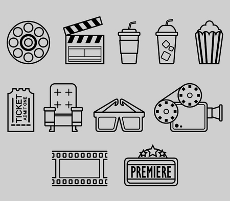 Vector icon outline of  watching cinemaのイラスト素材
