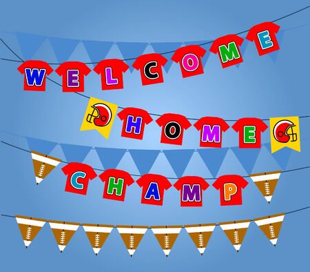 Vector flag party decoration of football winning celebration.のイラスト素材