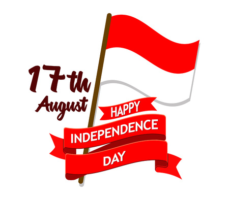Vector badge Indonesia independence dayのイラスト素材