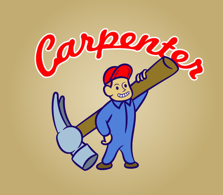 Vectorretro cartoon of carpenterのイラスト素材