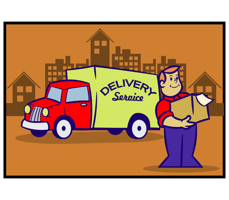 Vector retro illustration of delivery serviceのイラスト素材