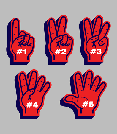 Sport fans glove counting from number one to five.のイラスト素材