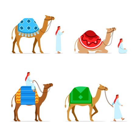 Vector flat character collection set of camel rider.のイラスト素材