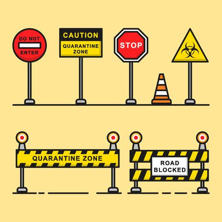 Road warning sign of quarantine zone graphic element.のイラスト素材