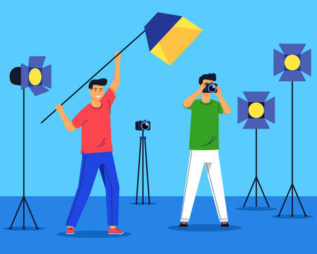 Photo shoot session activity vector flat illustrationのイラスト素材