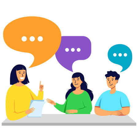 Young people group discuss to take solution.のイラスト素材