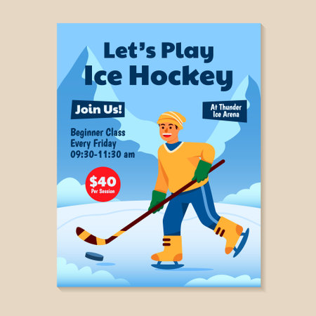 Poster design to promoting ice hockey beginner class.のイラスト素材