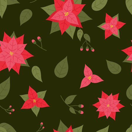 Red poinsettia flower pattern for background design.のイラスト素材