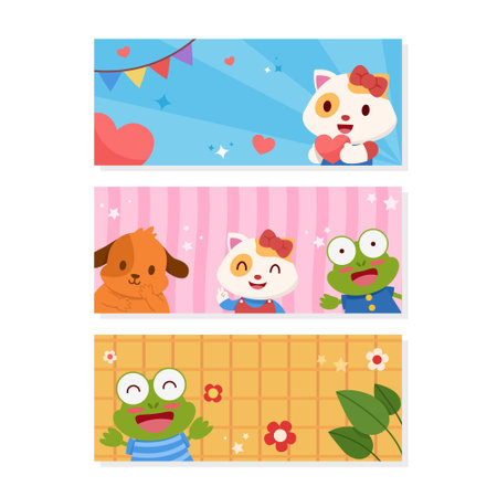 Fancy cute character banner vector design template.のイラスト素材