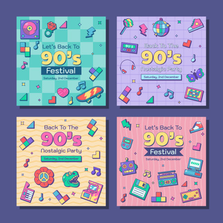 Bring back the 90s nostalgic vibes template design.のイラスト素材