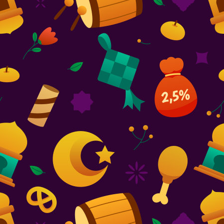 Seamless pattern of eid al fitr theme, suitable for background.のイラスト素材