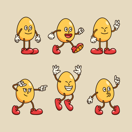 Blank expression on egg shape character set.のイラスト素材