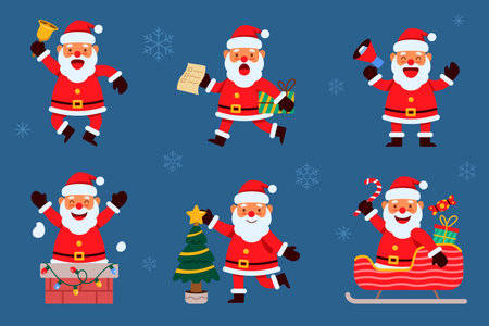 Happy santa claus welcoming christmas season come.のイラスト素材