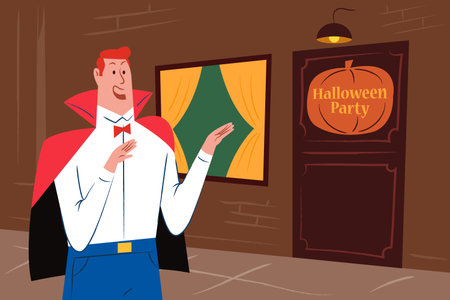 Wearing good costume and come to join the party.のイラスト素材