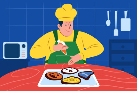 Making cookies and sweets for halloween party.のイラスト素材