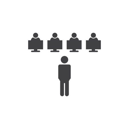Class group of individuals drawn, lecturer iconのイラスト素材