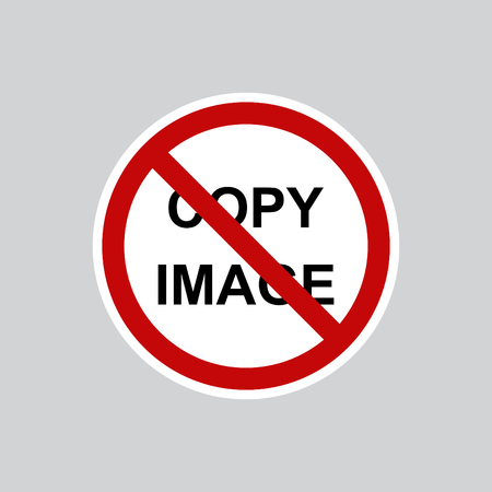 No copy sign, no copy file sign red prohibition, all in a single layer. Do not copy file sign icon duplicate document symbol. Stop flat symbol no copy file sign with long shadow.のイラスト素材