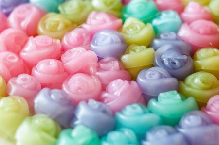 Layer Sweet Cake Rose (Kanom Chan) colorful background, Thai dessertの写真素材