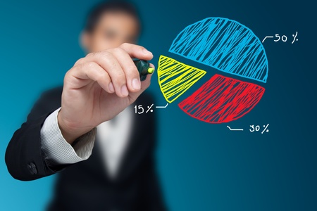 Male hand drawing a chart.の写真素材