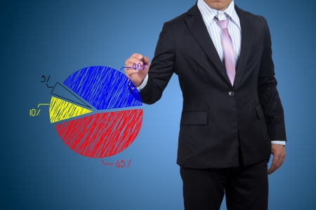 Male hand drawing a chart.の写真素材