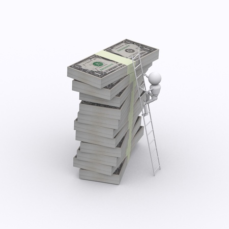 Person climb the ladder to success.の写真素材