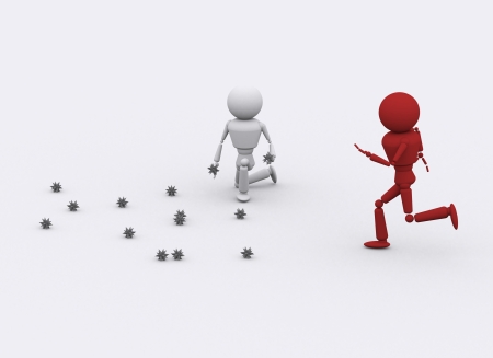 3D people. Concept the attack on the enemy.の写真素材