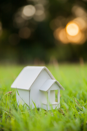 Home artificial on the green grass.の写真素材