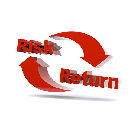 Risk and return symbol isolated on the white.の写真素材